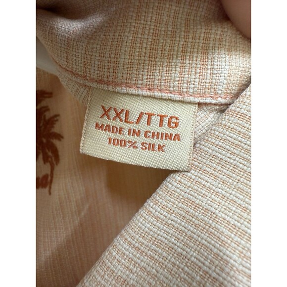 Tommy Bahama S/S Button Up Silk Pastel Peach Floral Hawaiian Shirt - Men's 2XL - Picture 5 of 5